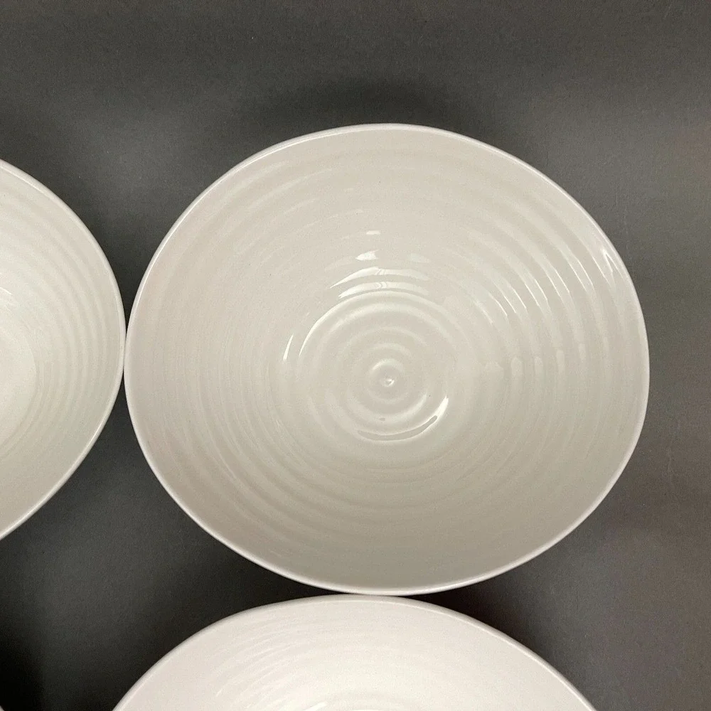 Sophie Conran Portmeirion White Soup‎ Cereal Bowls Ribbed Lot of 4